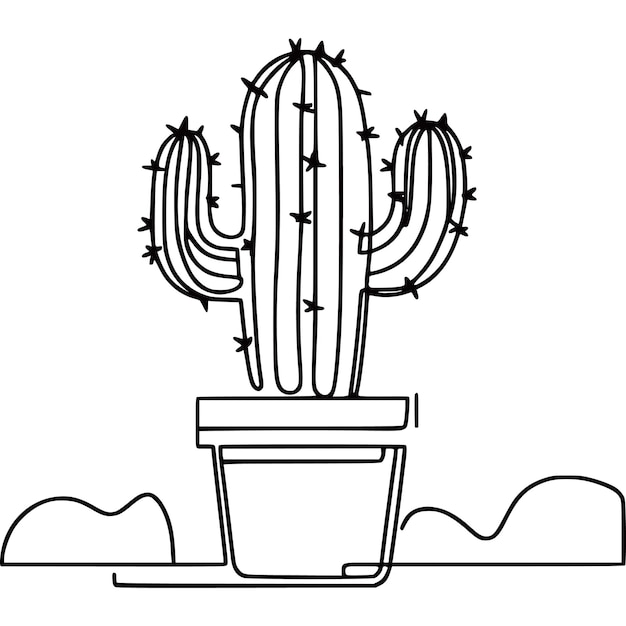un dibujo de un cactus con un dibujos de cactus en el medio