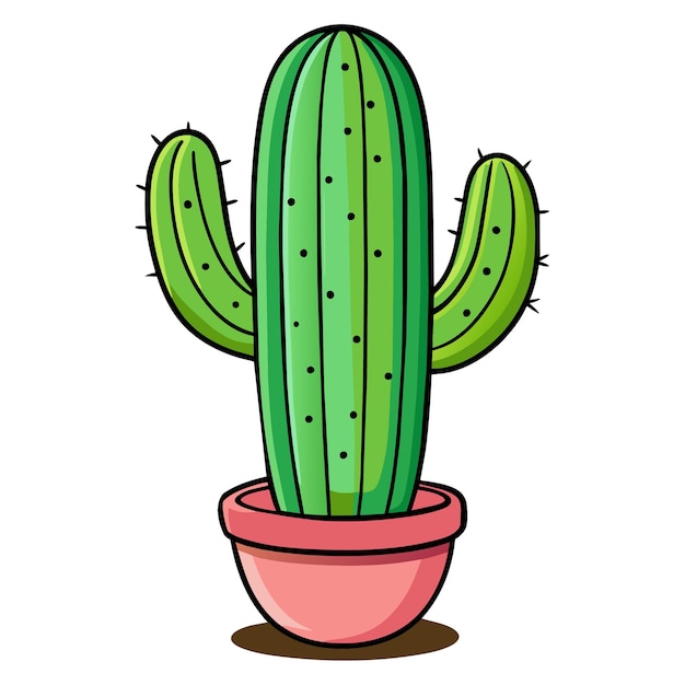 un dibujo de un cactus con un fondo blanco