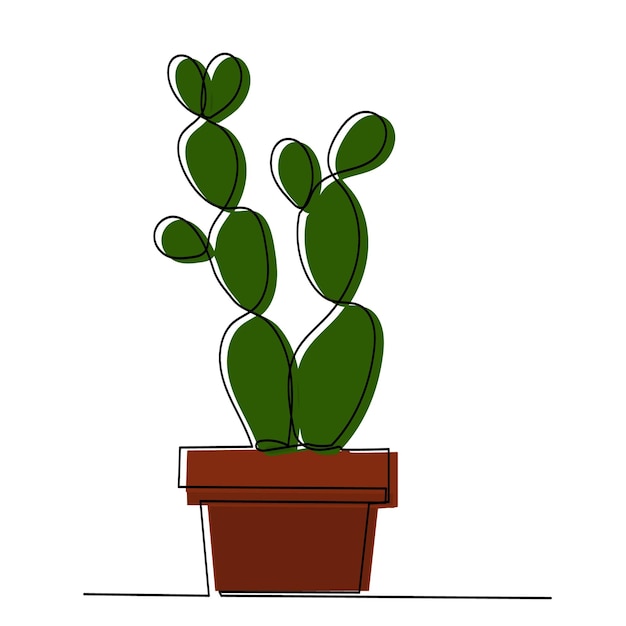 Dibujo de cactus en una línea continua.