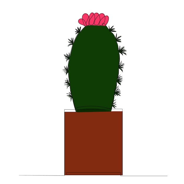 Dibujo de cactus verde en una línea continua.