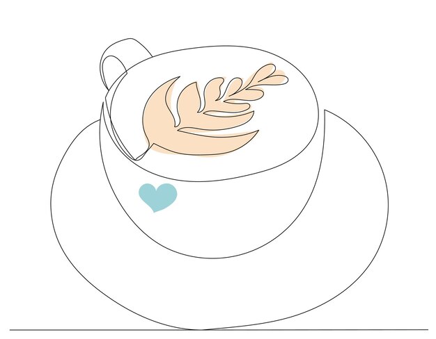 Dibujo de café por un vector de boceto de línea continua