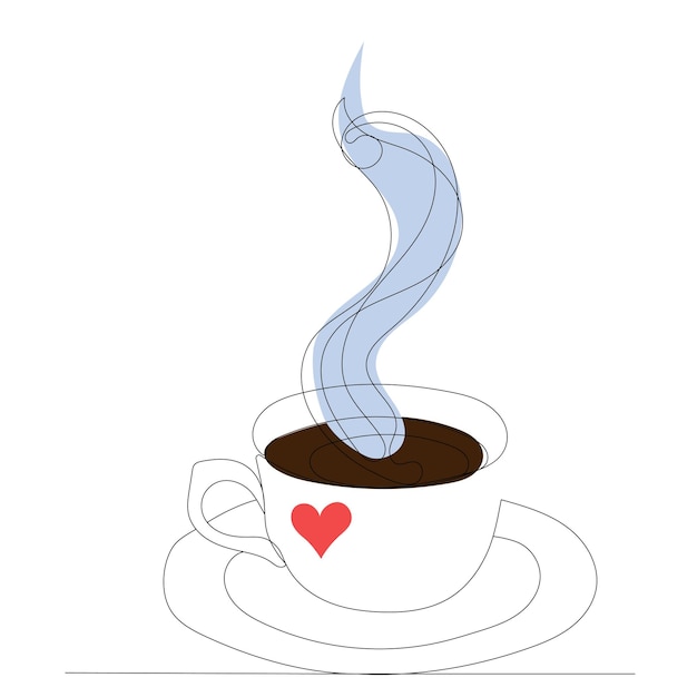 Dibujo de café por un vector de boceto de línea continua