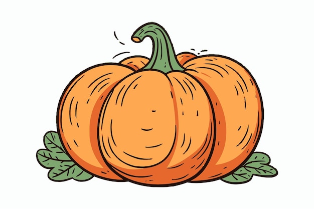 Un dibujo de una calabaza con una cara dibujada en ella.