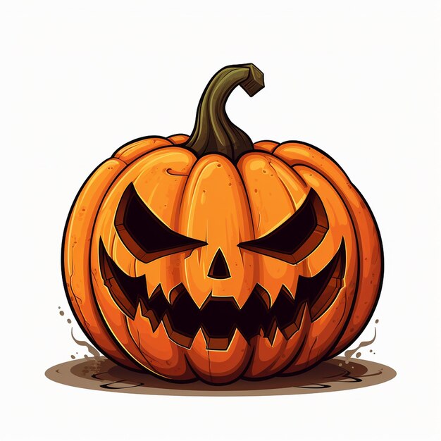 Vector un dibujo de una calabaza con una cara dibujada en él