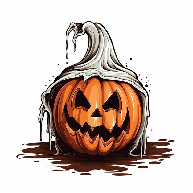 Un dibujo de una calabaza con un fondo blanco y negro