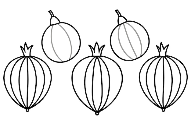 un dibujo de una calabaza con una línea de hojas dibujadas en ella