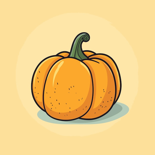 Un dibujo de una calabaza sobre un fondo amarillo