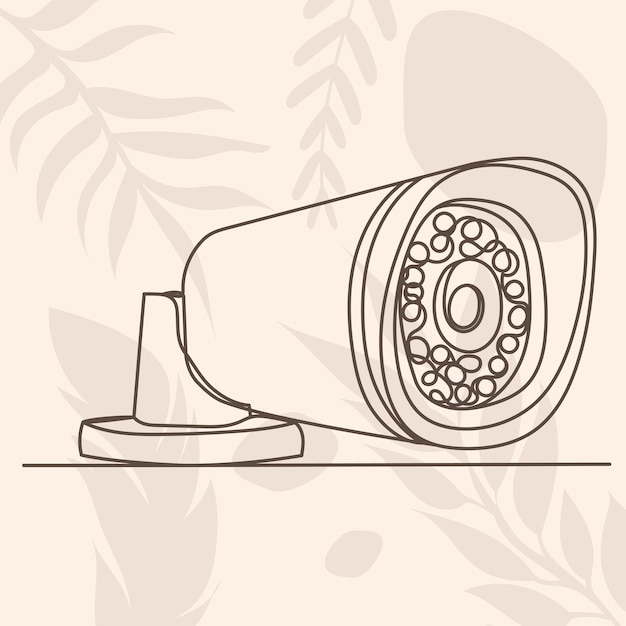 Dibujo de cámara de video con una línea continua.