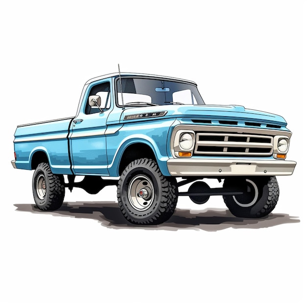 Vector un dibujo de un camión azul con la palabra ford en el frente