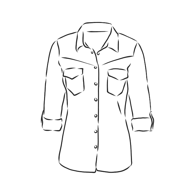 Dibujo de camisa de mujer. blusa de mujer, camisa, ilustración de dibujo vectorial