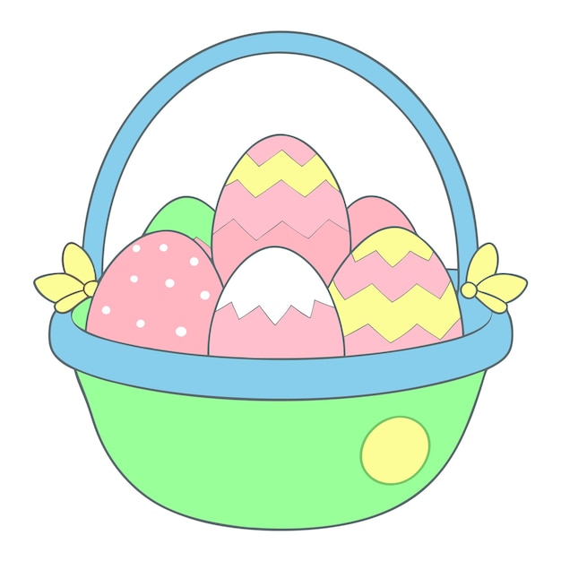 un dibujo de una canasta con huevos de Pascua en ella