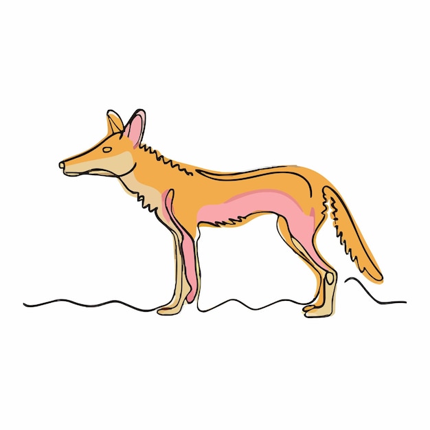 un dibujo de un canguro con un contorno rosa de un lobo