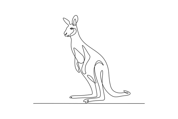 Dibujo de canguro de una línea