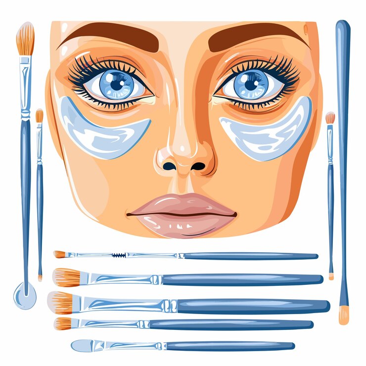 Vector un dibujo de la cara de una mujer con los ojos pintados en él