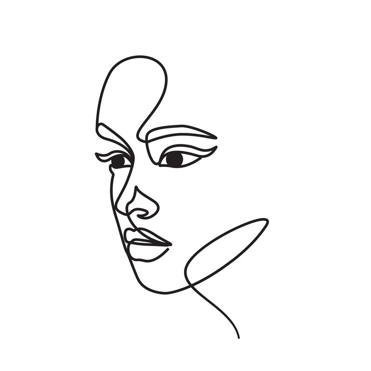 Dibujo de la cara de la mujer con una sola línea Dibujo del contorno de la mujer