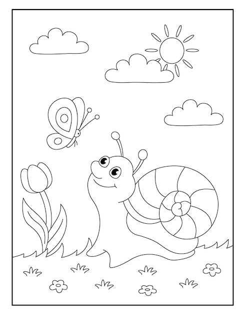 Dibujo de caracol para colorear para niños