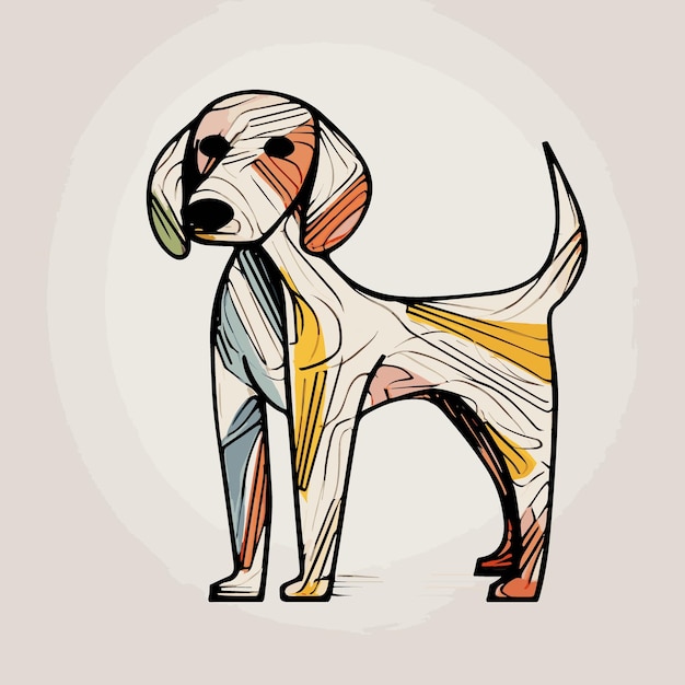 Vector un dibujo de una caricatura de perro muy estilizada