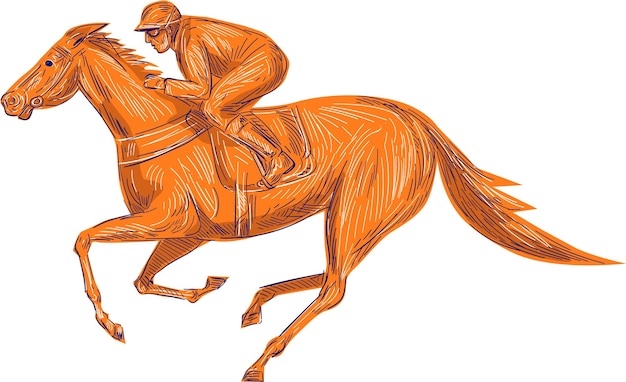 Vector dibujo de carreras de caballos jockey