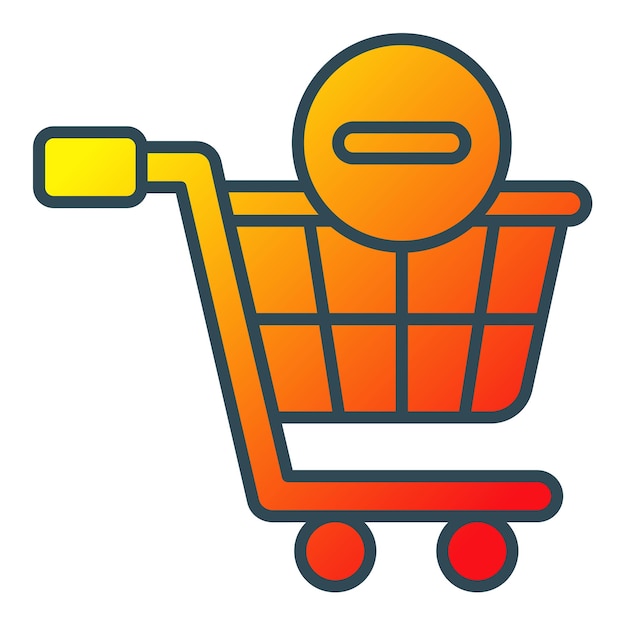 un dibujo de un carrito de compras con una persona en él
