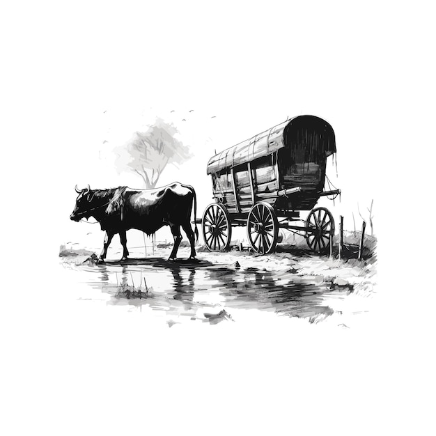 Un dibujo de un carro con una vaca en él