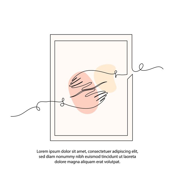 Un dibujo de cartel de línea y amor con marco Decoración de pared de línea continua mínima abstracta