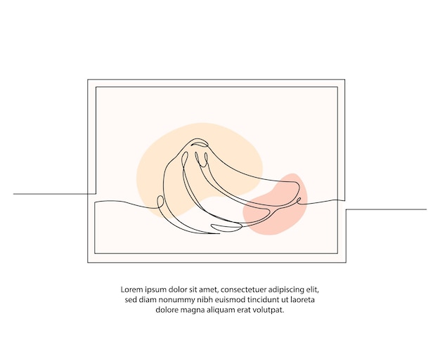 Un dibujo de cartel de plátano de una línea con marco Decoración de pared de línea continua mínima abstracta