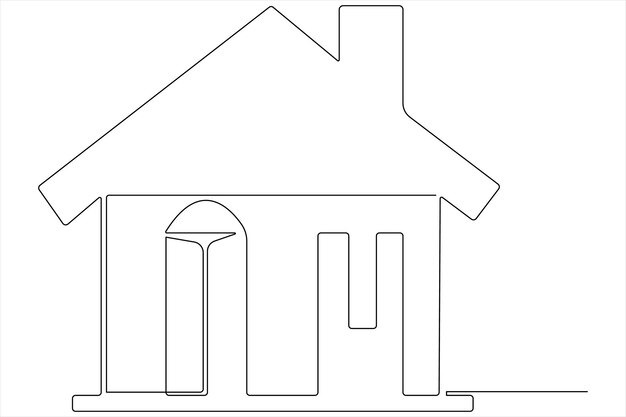 un dibujo de una casa con una casa en la parte superior