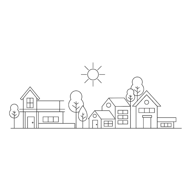 Dibujo de casa edificio residencial concepto logo símbolo construcción vector ilustración
