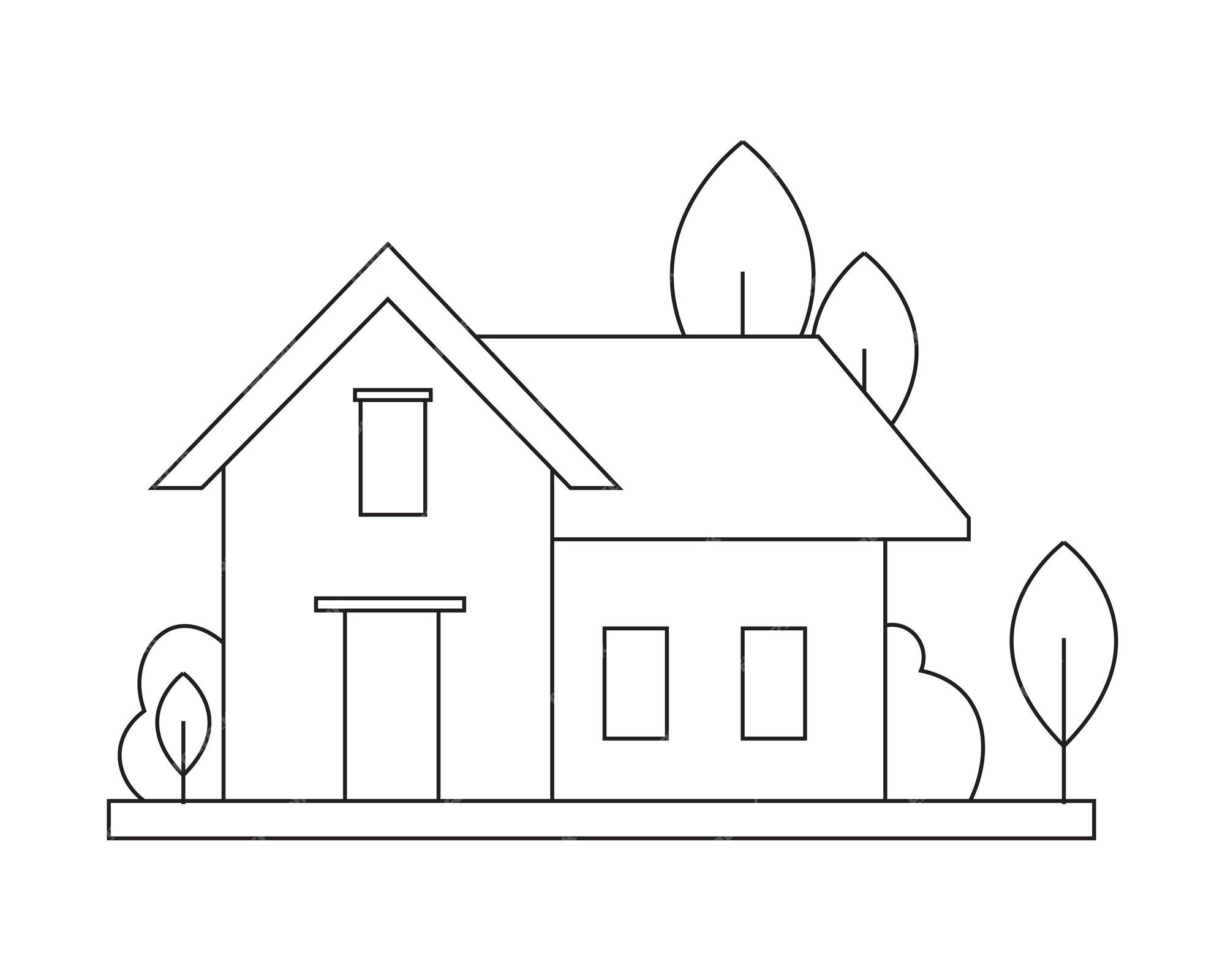 Dibujo de casa sencilla para colorear dibujo de casa de pueblo para  colorear dibujo de casa sencilla para colorear | Vector Premium