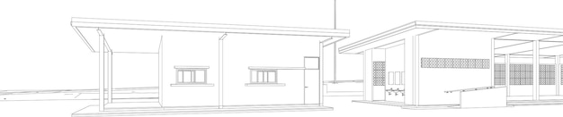 un dibujo de una casa con una vista de la puerta principal