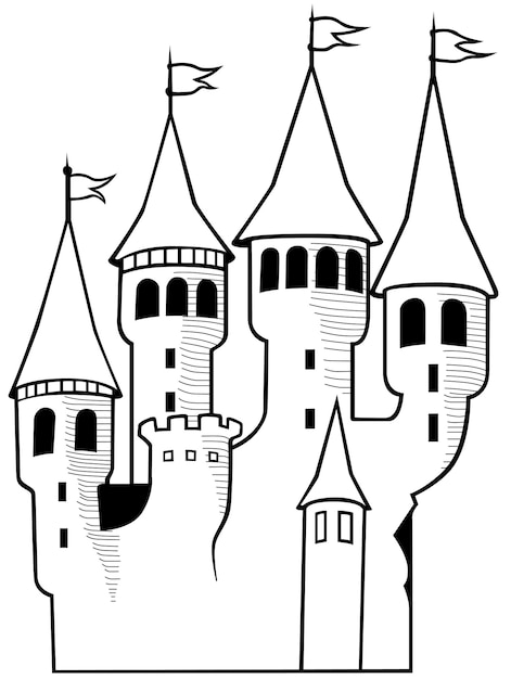 Vector dibujo de un castillo de cuento de hadas