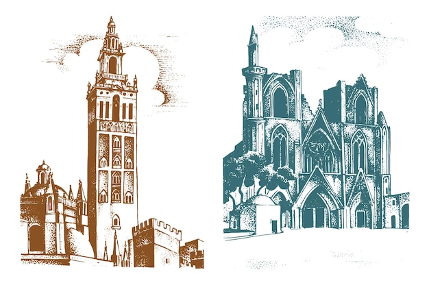 Vector un dibujo de la catedral en la ciudad de londres.