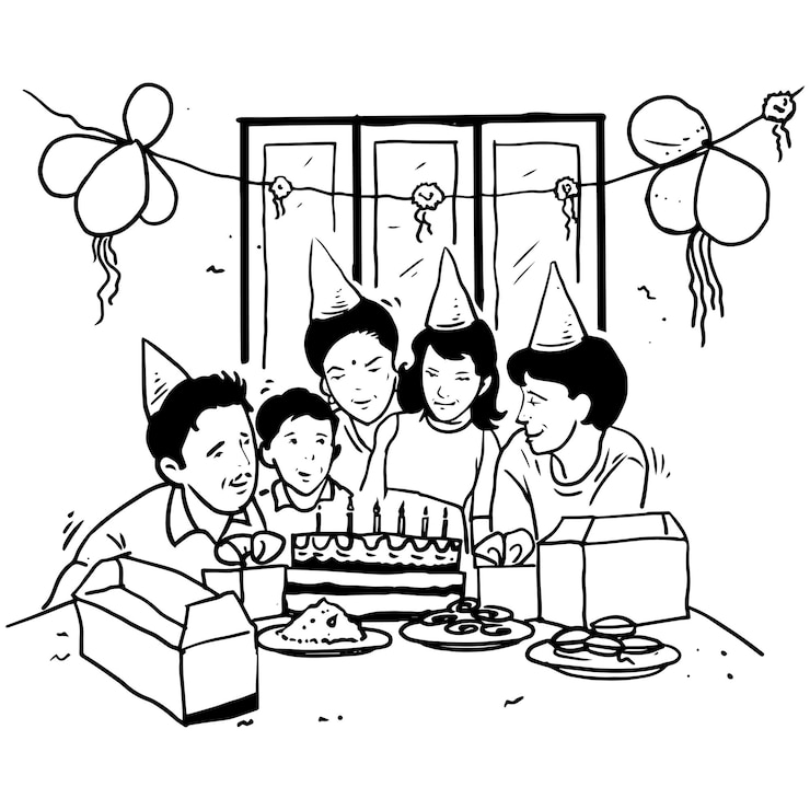 Vector dibujo de celebración de cumpleaños vector