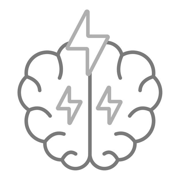 un dibujo de un cerebro con un rayo en él