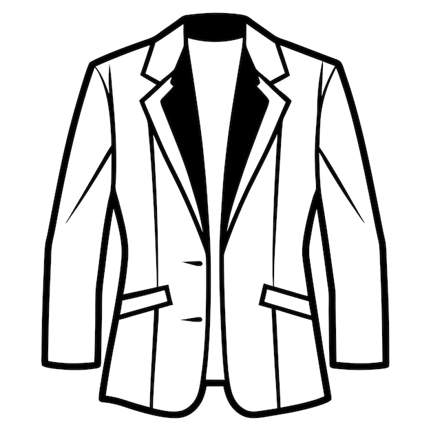 un dibujo de una chaqueta con un cuello blanco y una corbata negra