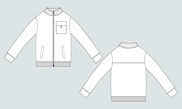 Vector un dibujo de una chaqueta con la parte delantera y trasera de la chaqueta.