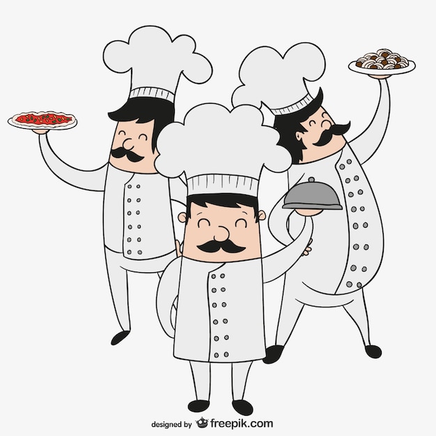 Vector dibujo de chefs italianos