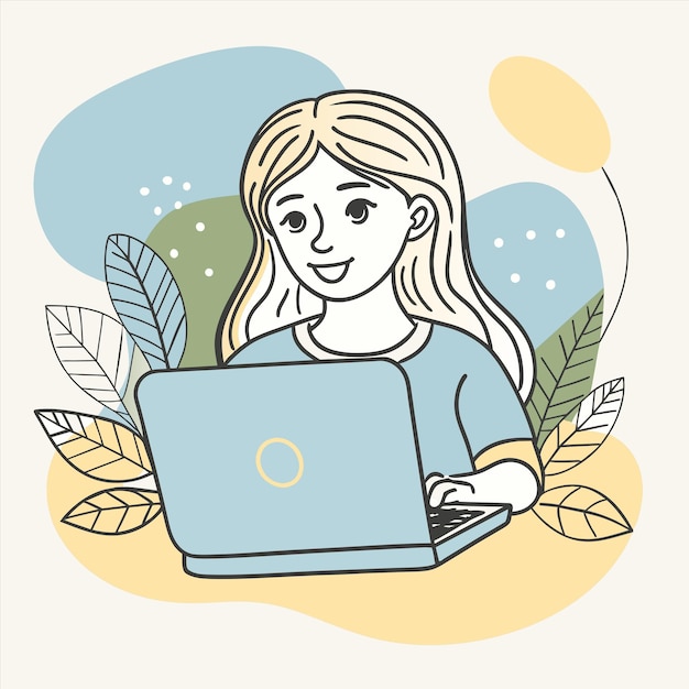 un dibujo de una chica con una computadora portátil que dice la palabra cita en él