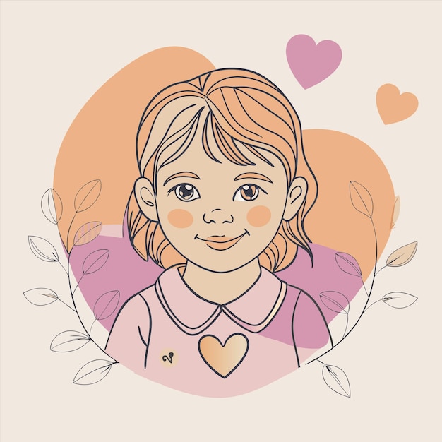 un dibujo de una chica con un corazón y un corazón en él