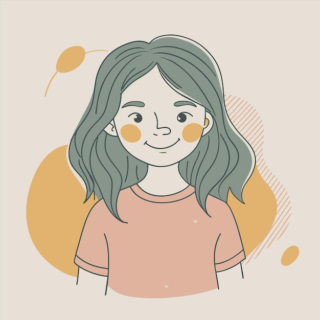 un dibujo de una chica con ojos amarillos y una camisa rosa que dice que lleva ojos naranjas