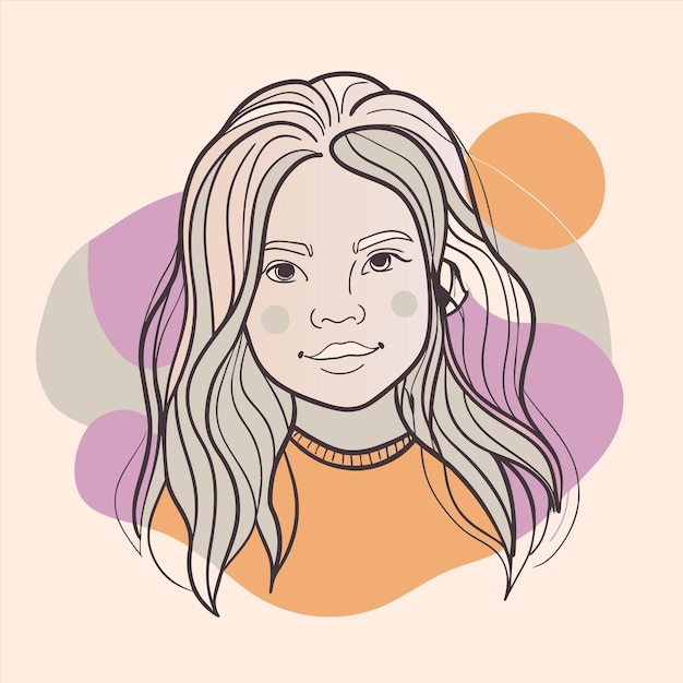 un dibujo de una chica con el pelo largo y rubio