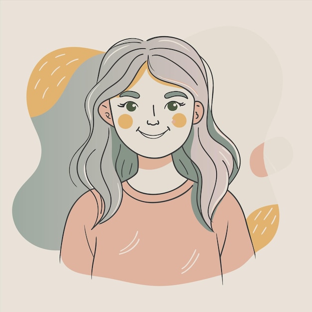 un dibujo de una chica con una sonrisa en la cara