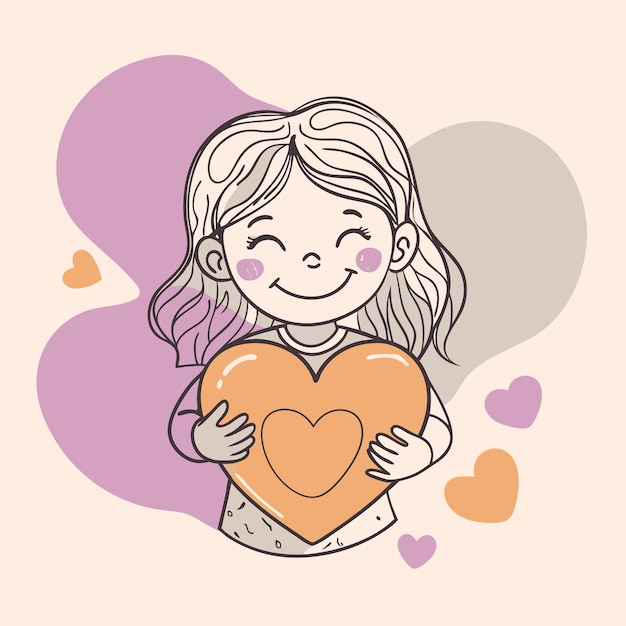 un dibujo de una chica sosteniendo un corazón que dice "feliz cumpleaños"