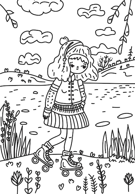 un dibujo de una chica en un vestido con la palabra "I love" en él