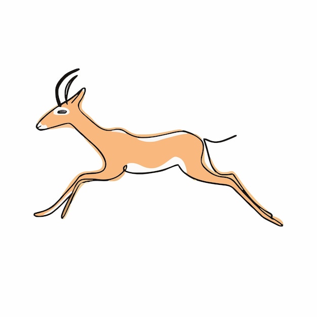 Un dibujo de un ciervo con una cola marrón