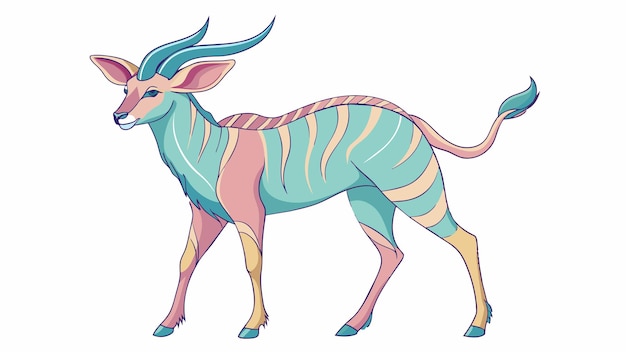 un dibujo de un ciervo con una coloración azul y verde