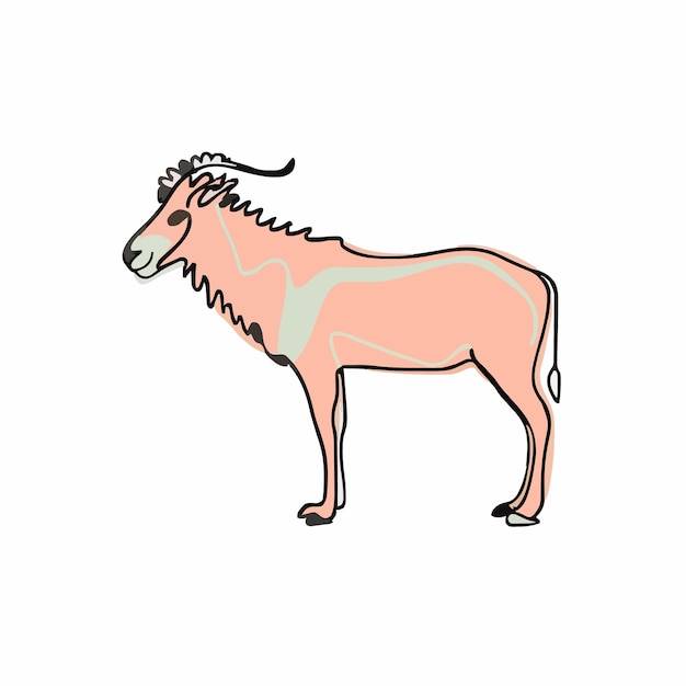 Vector un dibujo de un ciervo con cuernos y cuernos