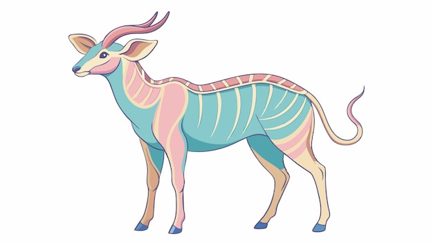 un dibujo de un ciervo con un cuerpo azul y un cuerpo rosa