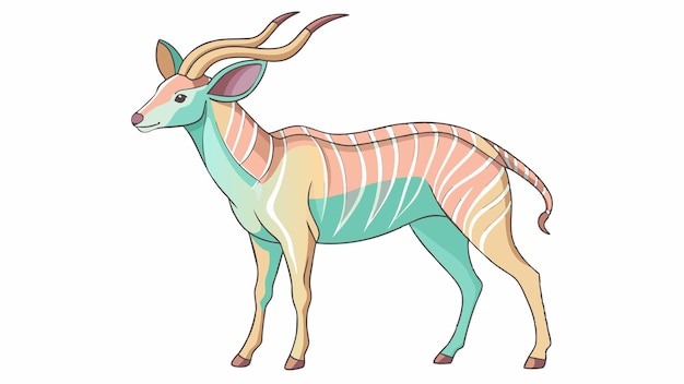 un dibujo de un ciervo con un cuerpo verde y rosa