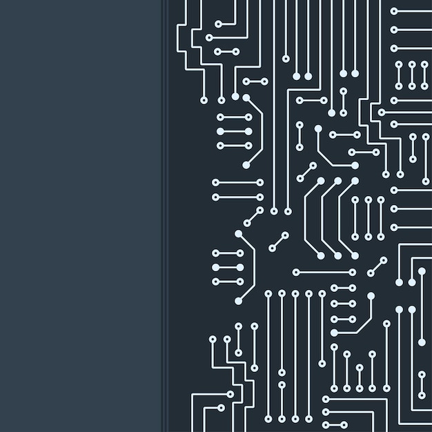 Dibujo circuito electrónico moderno sobre fondo gris
